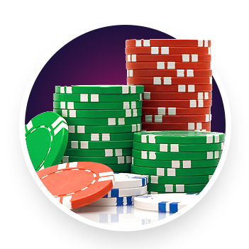 Red and Green Poker Chips Stacked